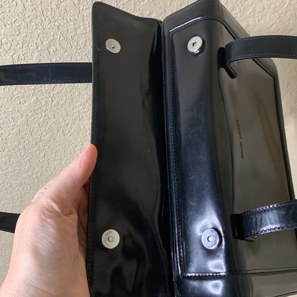 🎉HP🎉 Vintage Ralph Lauren Patent Black Handbag - Picture 11 of 13